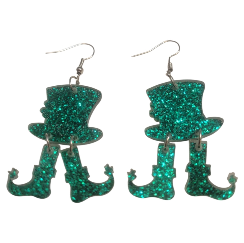 St. Patrick's Day Sparkle Dangling Earrings - Picture 5 of 5
